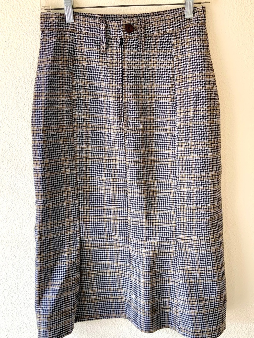 Wool Plaid Houndstooth Pencil Skirt Tartan Size Small